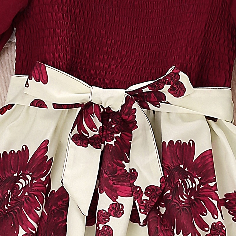 Dzieci Dla dziewczynek Sukienka Kwiat Krótki rękaw Na zewnątrz Codzienny Niejednolita całość Moda Godny podziwu Poliester Nad kolano Codzienne sukienki Sukienka A line Lato Wiosna 4 lata + Wino 2025 - $21.99 –P4
