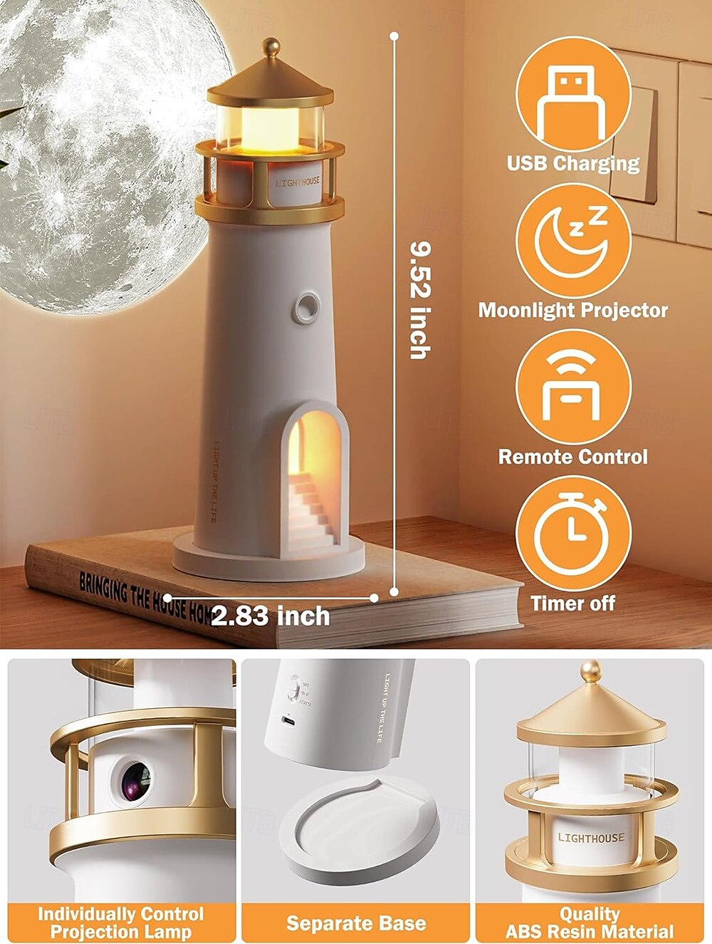 LED Night Lights Spotlights Moon Lamp Projector Night LightLighthouse Decor Light Night Light for KidsMoon Light Galaxy Projector Rechargeable LED Aesthetic Table Lamp Christmas Birthday Gifts for Kids Boys Girl 2025 - $40.99 –P5