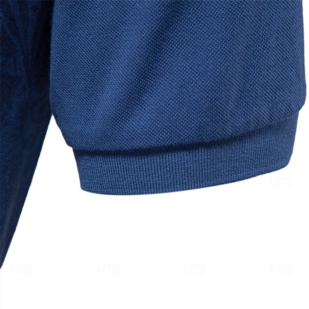 Homens Pólo Polo de malha Formal Trabalho Aberto para a Lateral Manga Curta Floral Botões Estampado Primavera Azul denim Branco Azul Marinha Verde cáqui Azul Claro Pólo de 2026 por $25.99 –P2