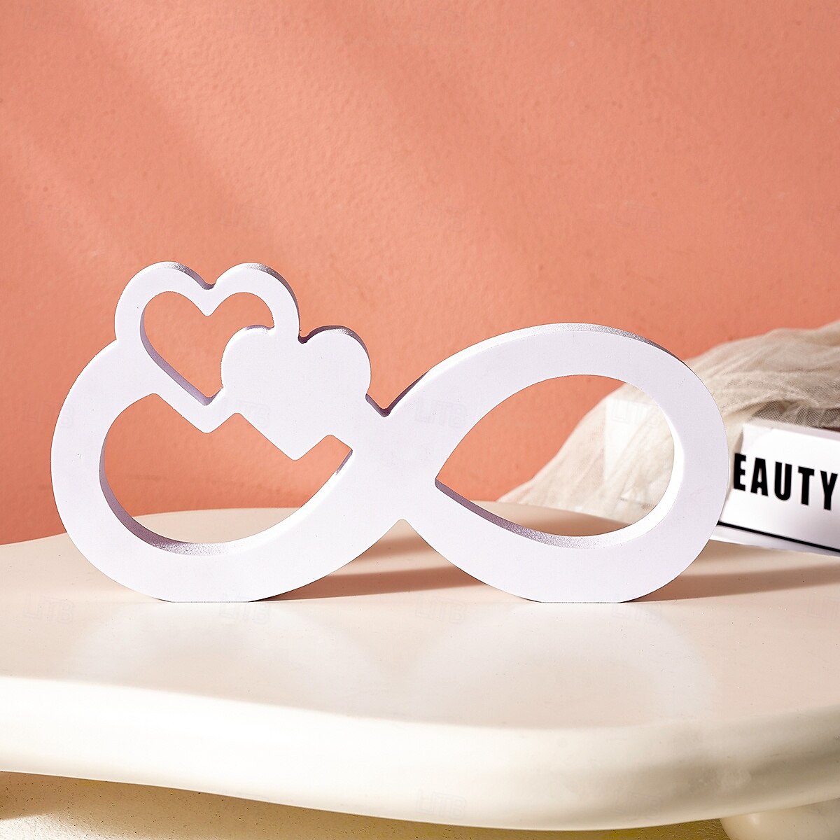 Minimalist White Infinity Symbol with Heart Decor – PVC Tabletop Ornament for Home Decoration, Festive Decor, and Warm Wedding Theme Display 2025 - $8.99 –P3