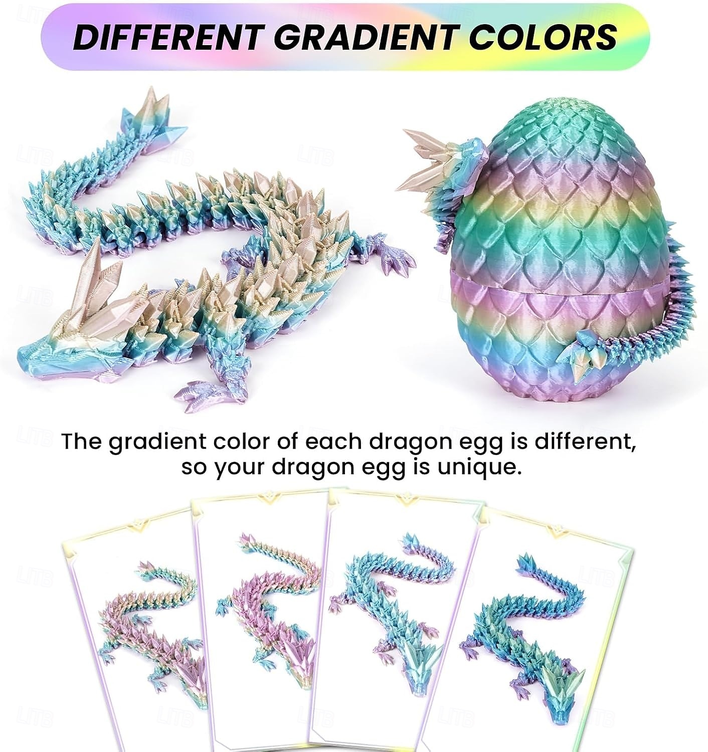 Huevo de dragón de Pascua impreso en 3D, huevo de dragón de cristal misterioso, juguetes antiestrés sorpresa, huevos de Pascua articulados, huevos de dragón de cristal con dragón en el interior 2025 - $15.99 –P1
