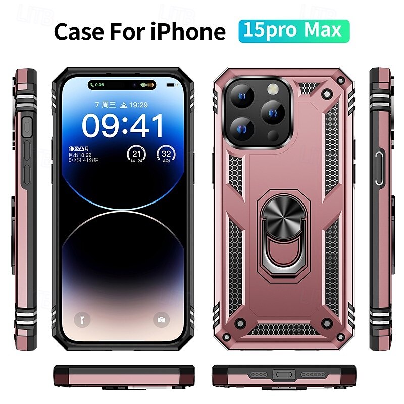 Чехол для iPhone 16 Pro Max Plus iPhone 15 Pro Max Plus iPhone 14 13 12 11 Pro Max Plus задняя крышка с кольцевым креплением магнитный ударопрочный ретро TPU PC 2025 - $17.99 –P6
