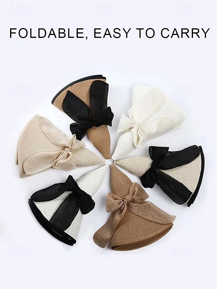 Elegant Wide Brim Sun Hat for Women – Summer Beach Straw Hat with Black Bow, UV Protection, Foldable Floppy Hat for Vacations, Garden Parties and Outdoor Travel 2026 - $34.99 –P5