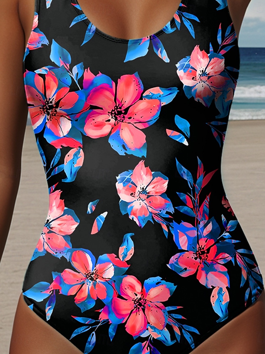 Kvinnors Baddräkter En Del Monokini Baddräkter Rygglös Semester Strand Kläder Blommig Grafik U-hals Ärmlösa Baddräkter 2025 - $26.99 –P3