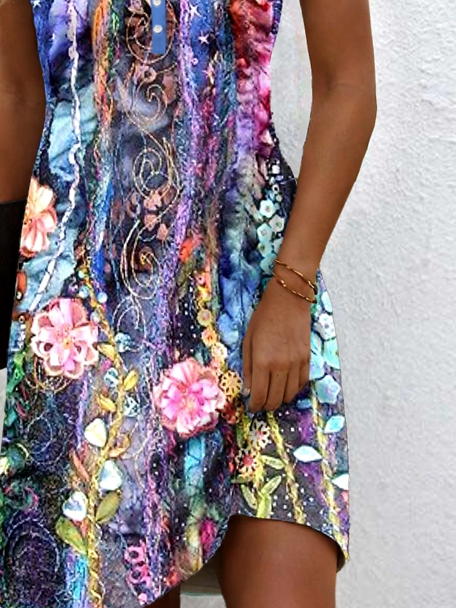 Rochie mini de femei rochie casual rochie de vară elegantă casual vacanță zilnic vacanță ajustat floral grafic boho paisley damasc fără mâneci gât în V fucsia vară primăvară 2025 - $21.99 –P3