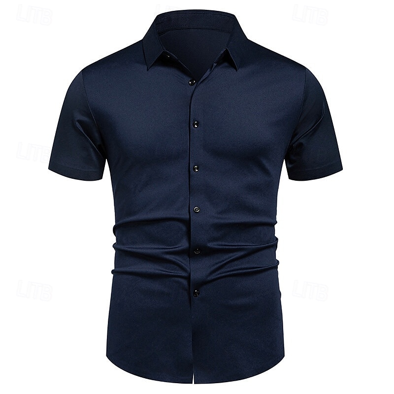Men's Dress Shirt Button Up Shirt Plain Wedding Party Black White Red Blue Short Sleeve Lapel Spring &  Fall Clothing Apparel 2025 - $24.99 –P4