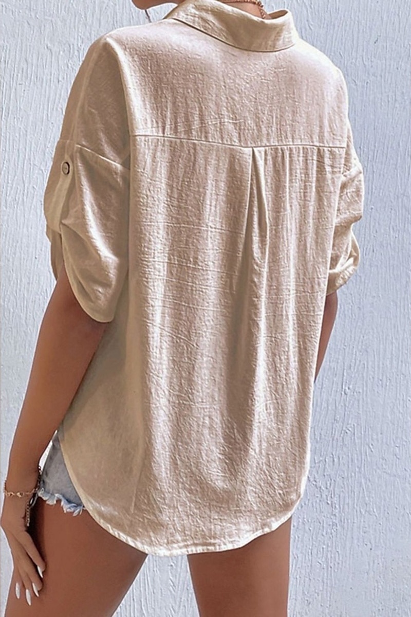 Damen Hemd Baumwoll-Leinen-Hemden Knopfleiste Bluse Einfach Basic Lässig Kurzarm Hemdkragen Normale Oberteile Ferien Ausgehen Knöpfe Tasche Schwarz Weiß Marineblau Khaki Grau Sommer 2025 - $21.99 –P10