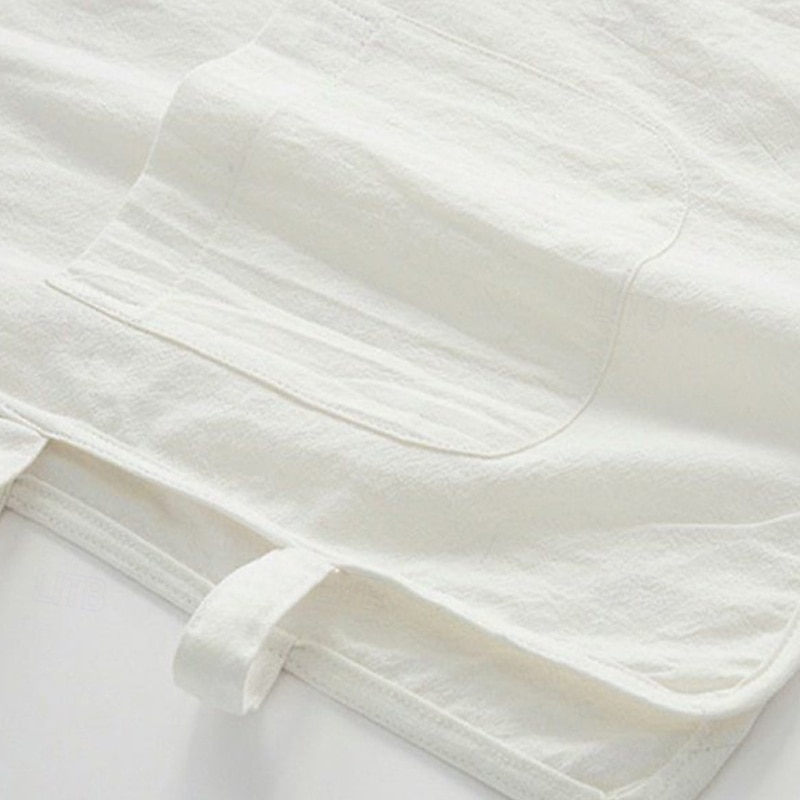Herr Linne Undertröjor Ärmlös tröja Ärmlös V-hals Sommar Slät Designer Grundläggande Kineseri Knappar Semester Gata Utekväll Svart Vit Vin Topp t-shirt för män 2025 - $15.49 –P11