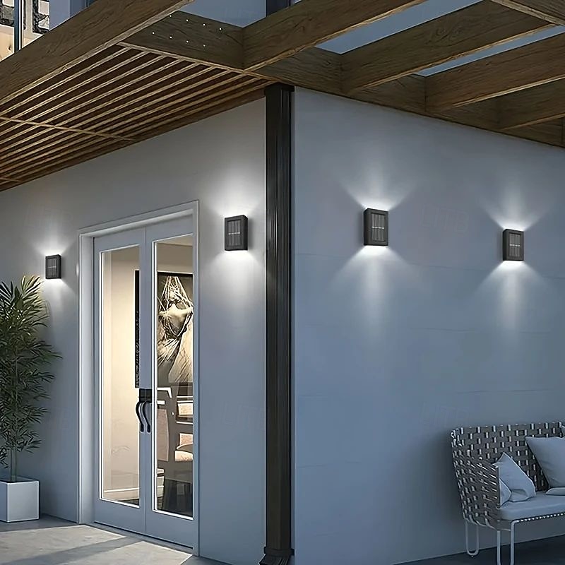 4 τεμ led ηλιακά φωτιστικά τοίχου αδιάβροχα πάνω κάτω 2 led αδιάβροχο φωτιστικό φράχτη εξωτερικού χώρου κατάλληλο για διακόσμηση κήπου βεράντας γκαράζ αυλής 2026 - $34.99 –P5