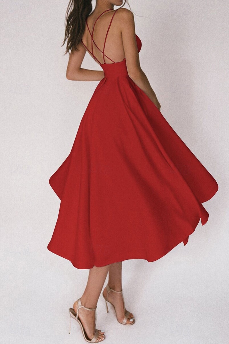 Per donna Abito Midi Abito Bianco Abito da laurea Abito Sottoveste Moda Compleanno Laurea Uscire Vestibilità regolare Semplice Senza Maniche Spalline sottili Nero Bianco Rosso Verde Estate del 2025 a $32.99 –P9