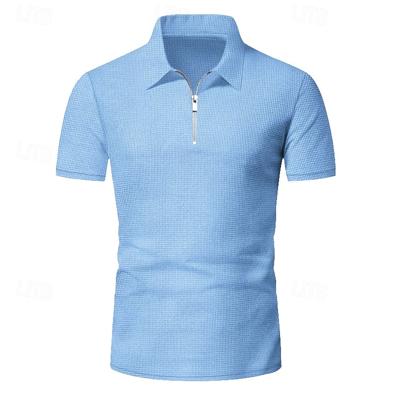 Per uomo Polo Polo con zip a un quarto All'aperto Abbigliamento quotidiano Bavero Manica Corta Moda Hawaiano Semplice 2 Pezzi Estate Vestibilità regolare Nero Bianco Blu marino Blu reale Verde Cachi del 2026 a $28.99 –P5