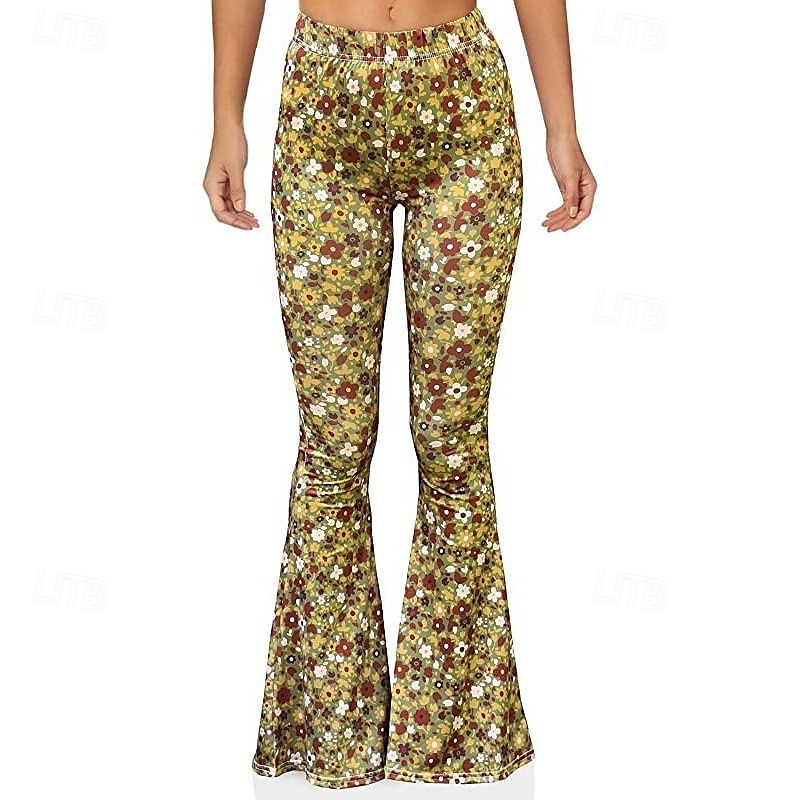 Retro Vintage 1960s Hippie Long Length Dude Funk Bell Bottom Pants Hippie Disco Printing Fit & Flare Women's Carnival Costume Carnival Daily Wear Pride Parade Pride Month Adults' Pants Spring & Summer 2025 - $17.49 –P4