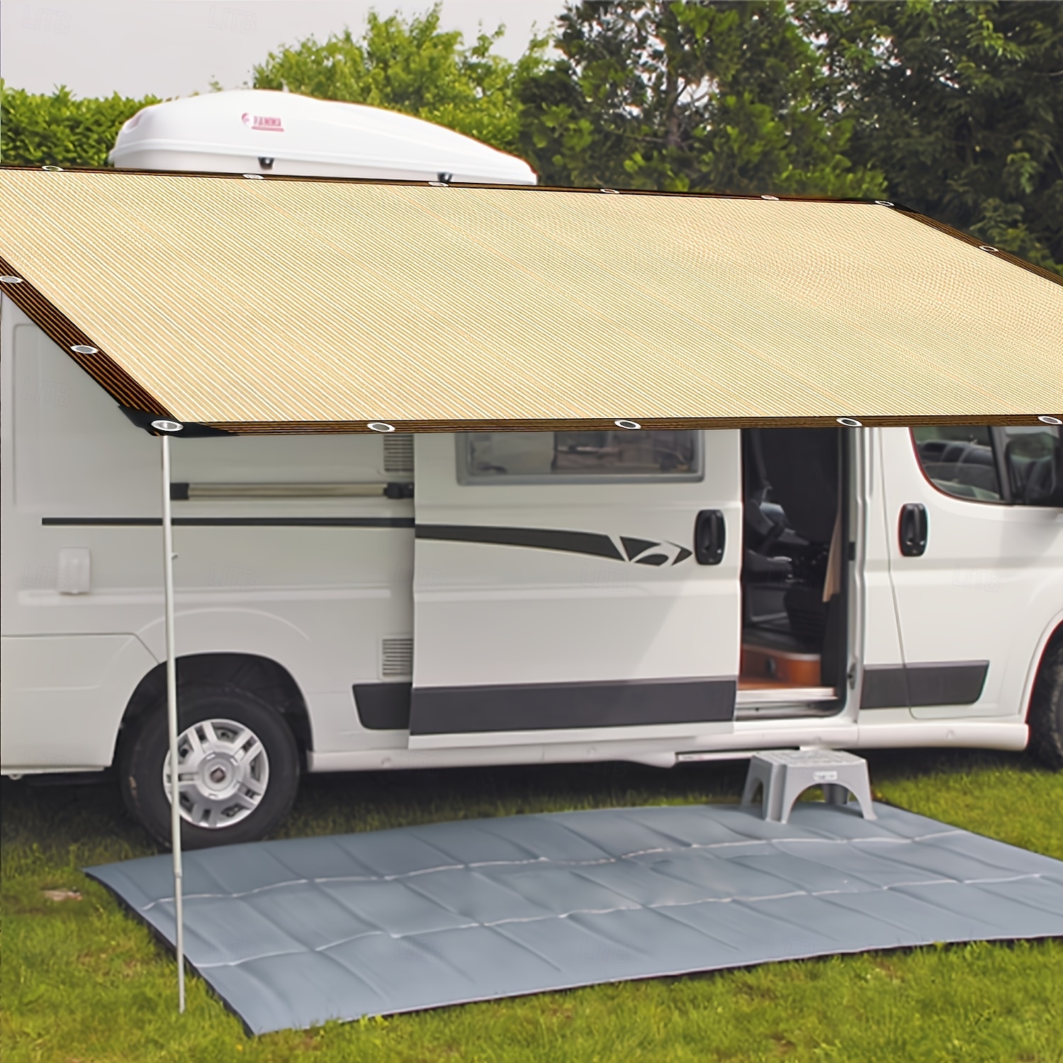2025年 RV ベージュ サンネット アンチサンネット 暗号化シェードネット エッジ 家庭用 中庭 バルコニー 車 植物 メッシュ パビリオン テラス デッキ ガーデン ポーチ パティオ 屋上 サンルーム 遮光ネット 屋外用  コレクション – $24.99 –P7