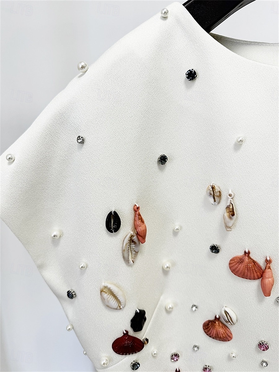 Sirena  Abito da quindicesimo compleanno abiti abito elegante matrimonio invitata lunghezza a terra maniche corte collo a giro cotone misto con cristalli perline 2025 del 2025 a $158.99 –P4