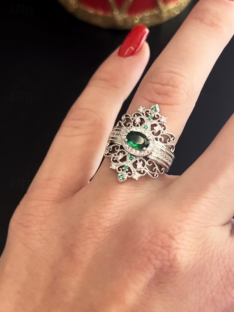 Bague couronne émeraude vintage pour femme – bijoux élégants d'inspiration royale pour fiançailles, mariages et occasions spéciales de 2025 ? $11.99 –P1