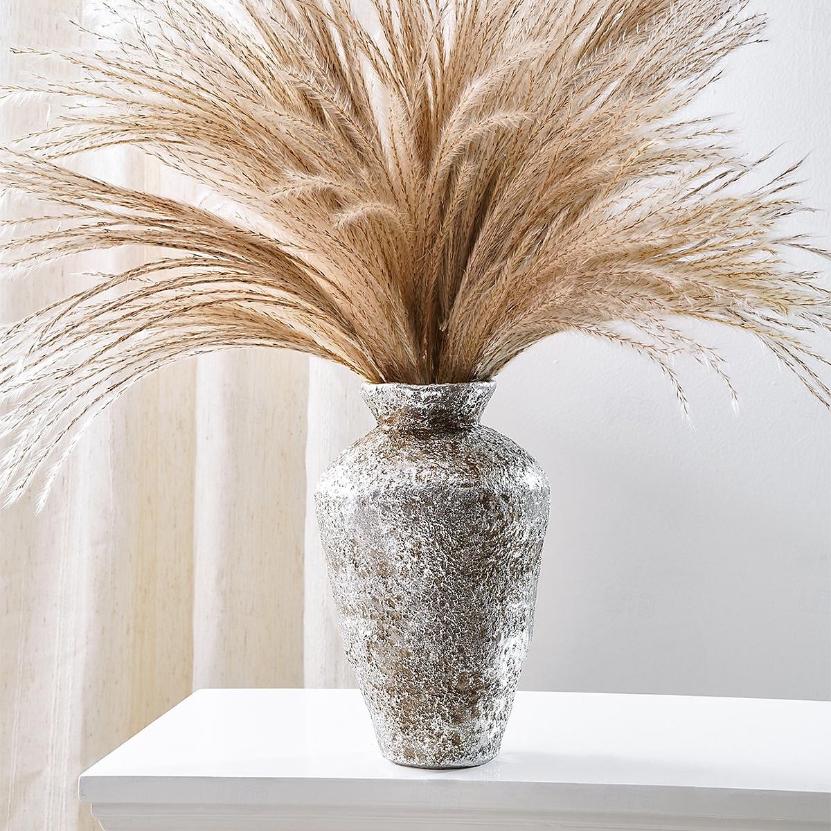 مزهرية زخرفية مستوحاة من الجرار الخزفية العتيقة – مزهرية زهور عتيقة من الراتينج باللون الذهبي/الفضي، مصنوعة يدويًا للمنزل &قطعة ديكور للحفلات 2025 - $16.99 –P9