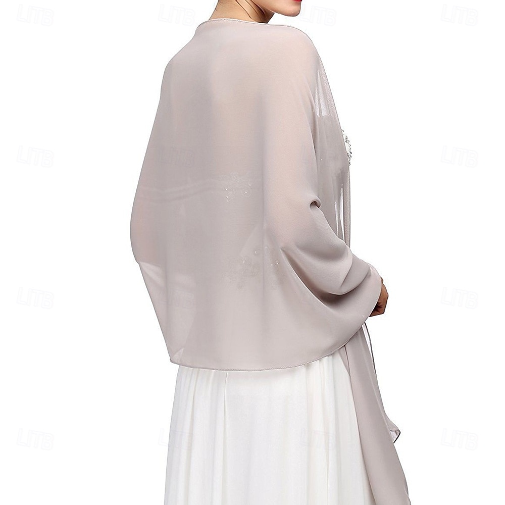 Damenumhang Elegant Ärmellos Chiffon Hochzeit Schals Mit Unifarbe Für Party Frühling & Sommer 2025 - $5.99 –P6