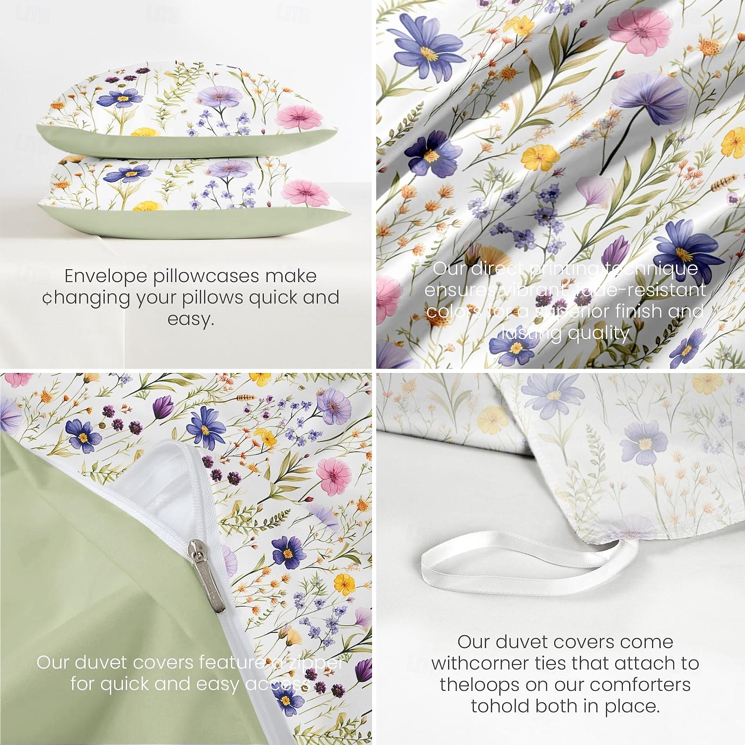 Copertura per piumone floreale set di biancheria da letto singolo copripiumino morbido e leggero con 2 federe per estate e primavera del 2025 a $60.99 –P10