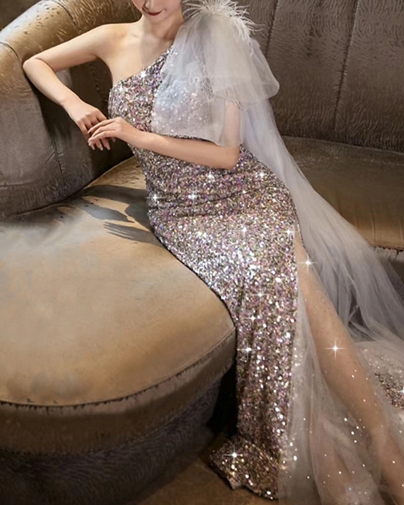 Ligne A Robes de soirée Élégant Robe Mariage robe demoiselle d honneur Traîne Balayage Sans manches Épaules Dénudées Polyester Dos nu avec Imprimé floral 2025 de 2025 ? $150.99 –P4