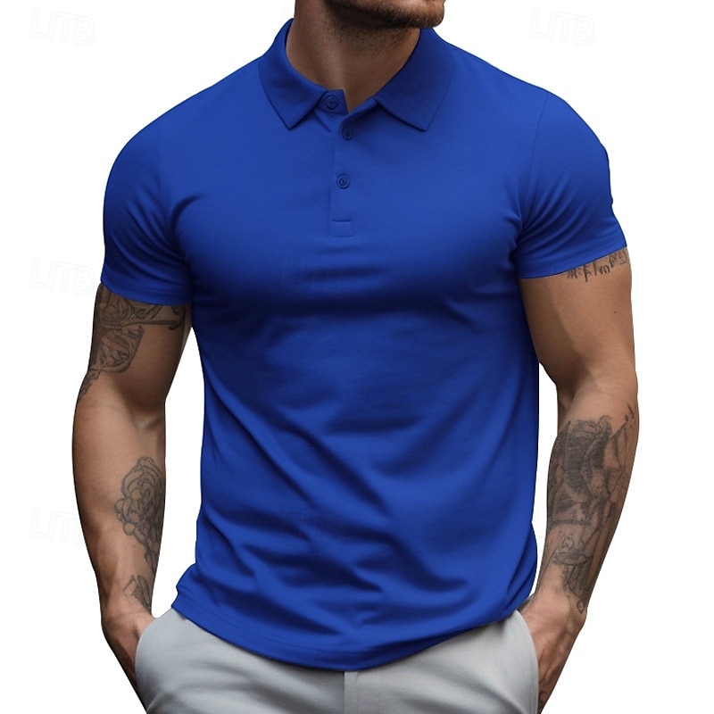 Homens Camisa de golfe Camisas Polos de Golfe Trabalho Casual Lapela Manga Curta Básico Moderno Tecido Botões Verão Normal Preto Branco Amarelo Vermelho Azul Marinha Azul Royal Camisa de golfe de 2025 por $15.49 –P5