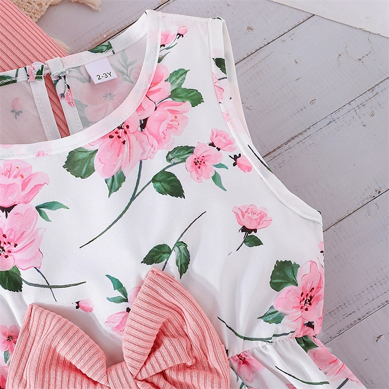 2 Stück kinderkleidung Mädchen Blumen Krawattenknoten Anzüge einstellen Langarm Modisch Schulanfang 4 Jahre + Sommer Rosa Rote Blau 2025 - $19.99 –P5