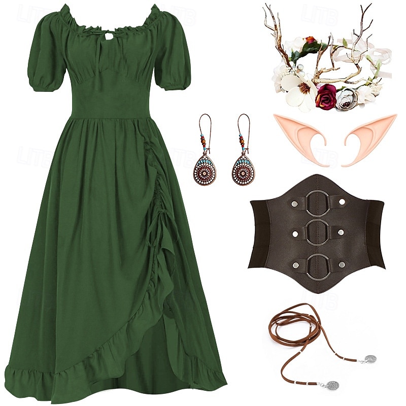 Retro Vintage Mittelalterlich Renaissance Kleid Zubehörset Ren Faire Wikinger Elfen Damen Halloween Karneval Maskerade LARP Erwachsene Kleid Weitere Accessoires Ohrringe 2025 - €58.99 –P4