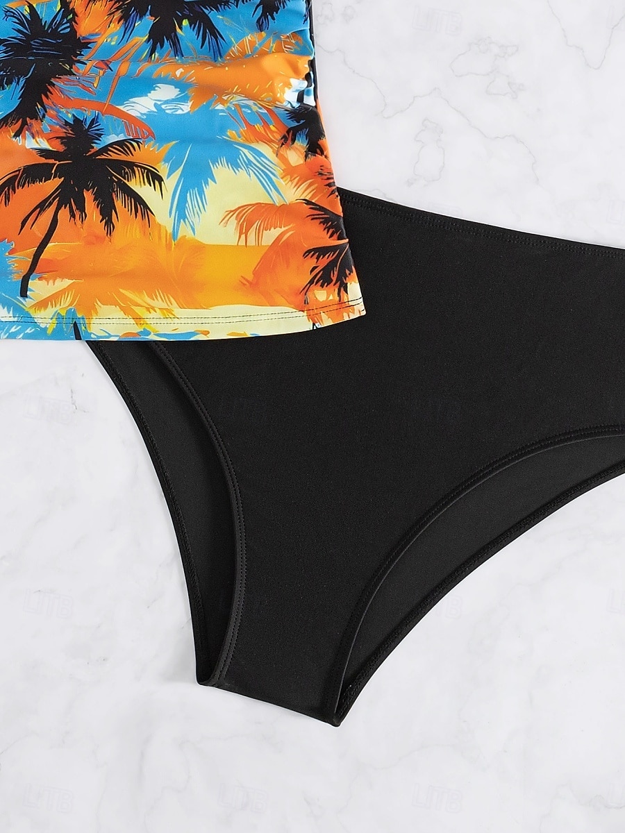 Maillots de bain femmes Bikini 2 pièces Maillot de bain échancré Sans dos Slim Vêtements de plage Vacances Floraux Col halter Sans manches de 2025 ? $23.99 –P7