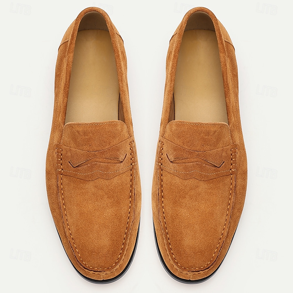 Herren-Pennyloafer aus hellbraunem Wildleder – klassische Slip-On-Abendschuhe für Business, Hochzeiten und die Freizeit 2025 - $94.99 –P4