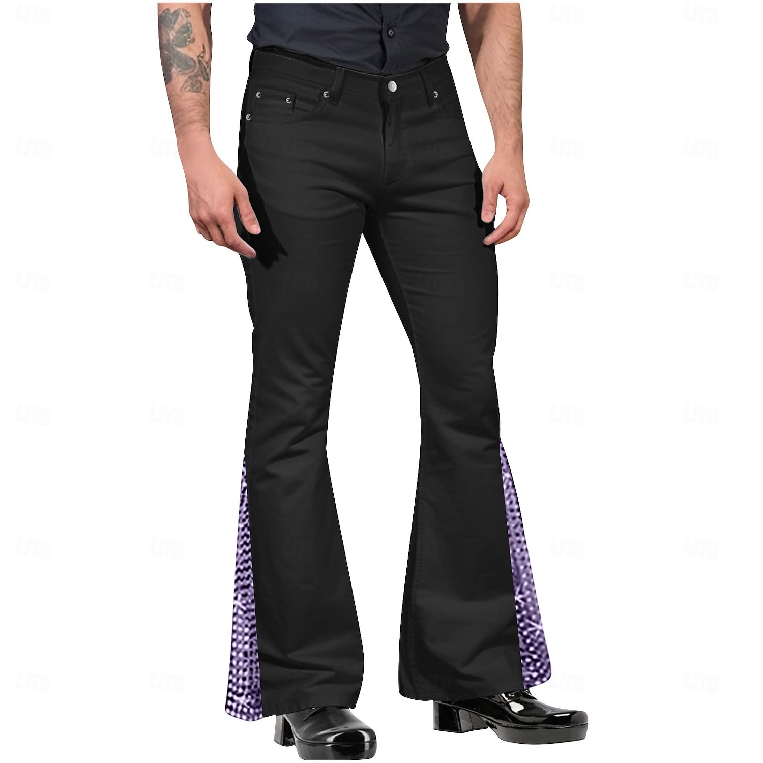Retro Antiguo Años 60 Hippie Pantalones Los pantalones de campana Hippie Brillantes Brillante Hombre Víspera de Todos los Santos Carnaval Mascarada Fiesta y Noche Festival de Música Desfile del 2025 - $25.99 –P3