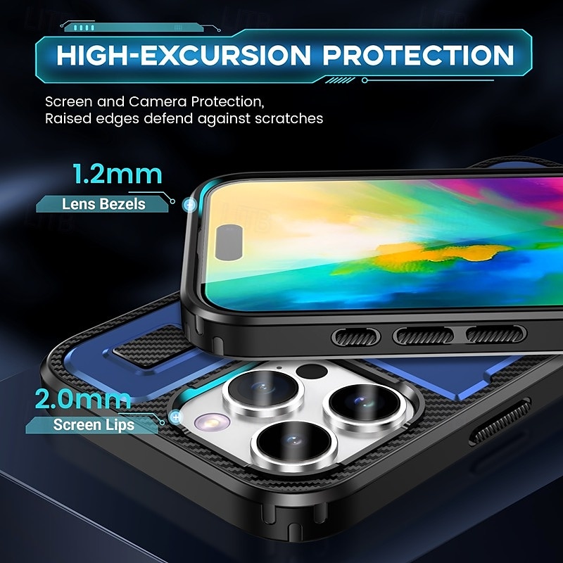 Phone Case For iPhone 16 15 14 Pro Max Plus 13 12 Pro Max Back Cover Ring Holder Shockproof Retro TPU PC 2025 - $9.99 –P13