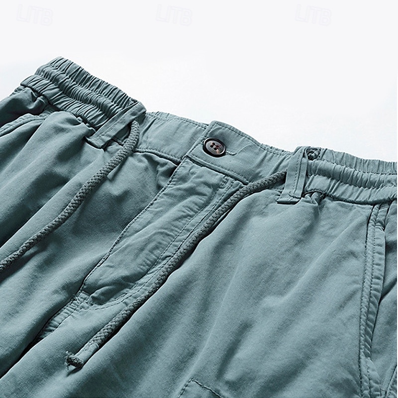 Homens Bermuda Cargo Calção Shorts de verão Com Cordão Cintura elástica Bolso Com Zíper Tecido Conforto Vestível Comprimento do joelho Ao ar livre Esporte Diário Moda Casual Preto Azul Royal de 2025 por $36.99 –P5