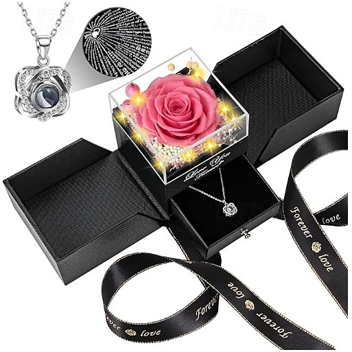konservierte rote echte Rose mit Herz „Ich liebe dich“-Halskette – ewige Blumen, Rosen, Geburtstagsgeschenke für Frauen, ihre Mutter, Ehefrau, Freundin, Oma, zum Valentinstag, Muttertag, Weihnachten, 2025 - $25.99 –P6