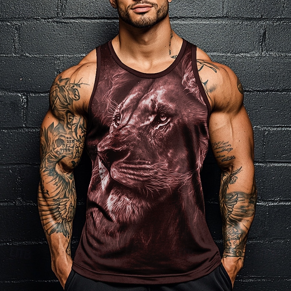 Homme Lion T-shirt Débardeur Sans manches T-shirt Impression 3D Col ras du cou Chemise Vacances Exagéré Occasionnel Fête Rouge Bleu Vert Été Printemps Vêtement Tenue S M L XL XXL XXXL de 2025 ? $15.49 –P4