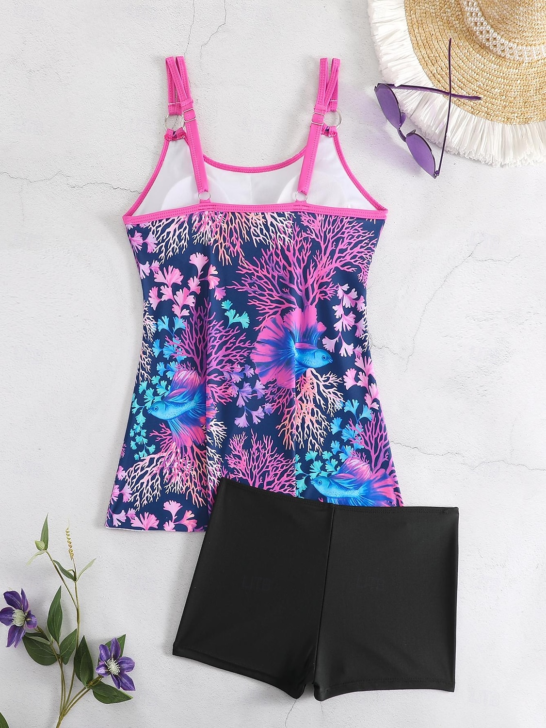Dam Plusstorlekar Badkläder Tankini 2 st Längre baddräkt Pojkeben Baddräkt Öppen rygg Stickat Hög midja Stylish Sportig Flagga Randig Doppa Ärmlös Baddräkter 2025 - $24.99 –P12