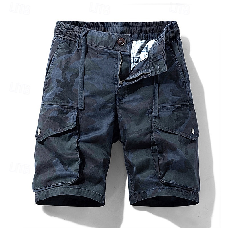 Herren Cargo-Shorts Shorts mit Camouflage-Muster Shorts Sommershorts Kordelzug Elastischer Bund Mehrere Taschen Tarnung Komfort tragbar Knielang Outdoor Sport Täglich Mode Lässig Blau Khaki 2025 - €31.99 –P9