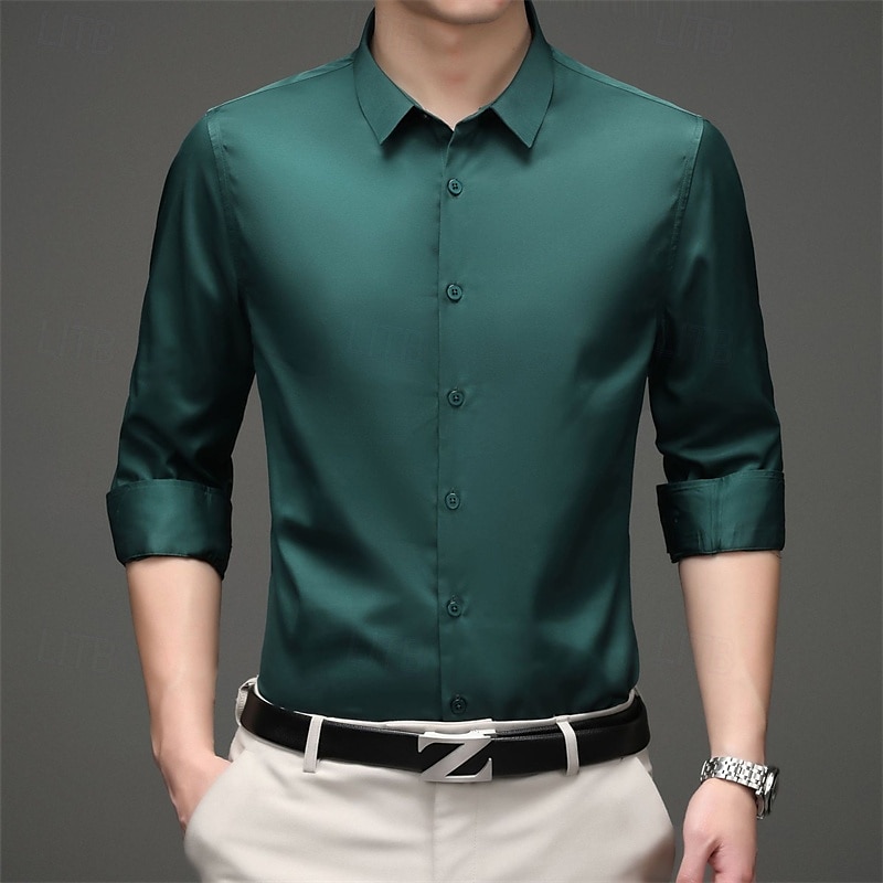 Herren Hemd Kleidhemd Knopfhemd Einfach Hochzeit Täglich Schwarz Weiß Rosa Wein Langarm Hemdkragen Frühling & Herbst Bekleidung Patchwork 2025 - $29.99 –P6