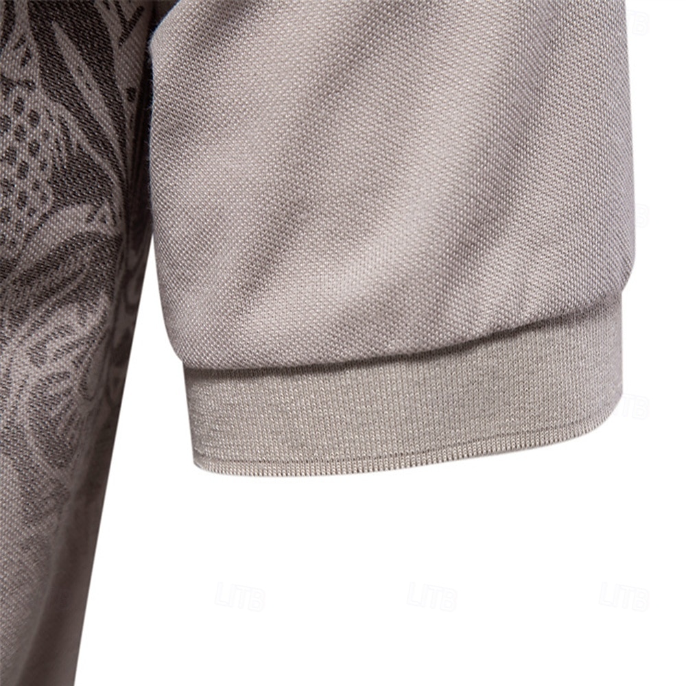 Homens Pólo Polo de malha Formal Trabalho Aberto para a Lateral Manga Curta Floral Botões Estampado Primavera Azul denim Branco Azul Marinha Verde cáqui Azul Claro Pólo de 2026 por $25.99 –P21