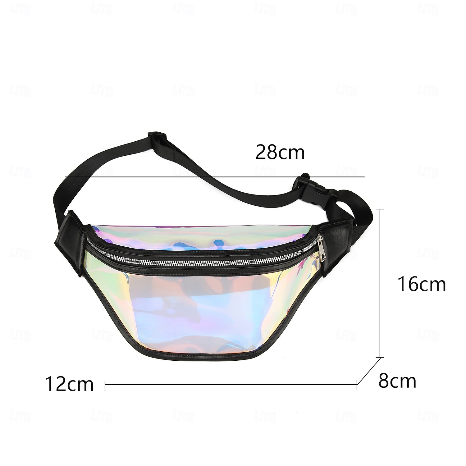 Sac banane en TPU coloré, sac de poitrine laser pour femme, sac à bandoulière de course en plein air imperméable, sac suspendu en PVC transparent de 2025 ? $9.99 –P6
