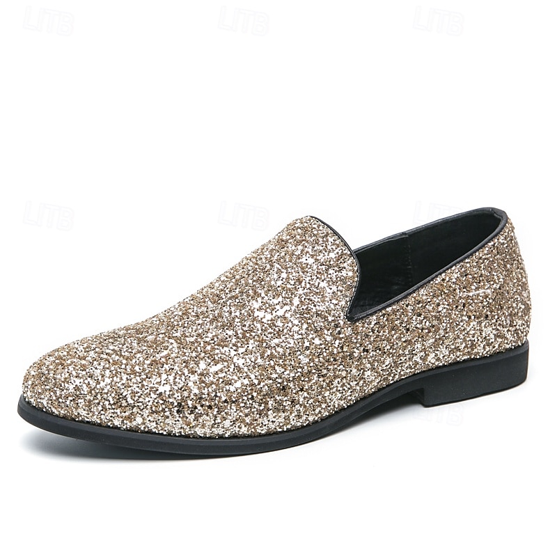 pánské plesové boty - zlaté třpytivé slip-on mokasíny pro okouzlující večerní nošení 2025 - $34.99 –P1