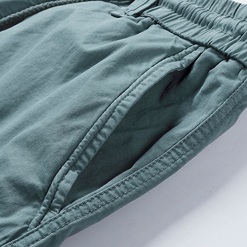 Homens Bermuda Cargo Calção Shorts de verão Com Cordão Cintura elástica Bolso Com Zíper Tecido Conforto Vestível Comprimento do joelho Ao ar livre Esporte Diário Moda Casual Preto Azul Royal de 2025 por $36.99 –P7