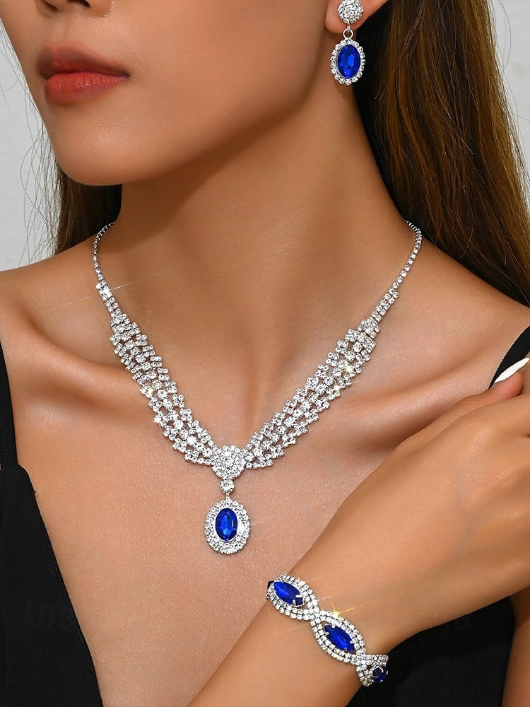 Ensemble de bijoux de luxe en cristal vert pour femmes – collier élégant, bracelet et boucles d'oreilles, accessoires de mariage en strass pour fêtes et événements formels de 2025 ? $14.99 –P1