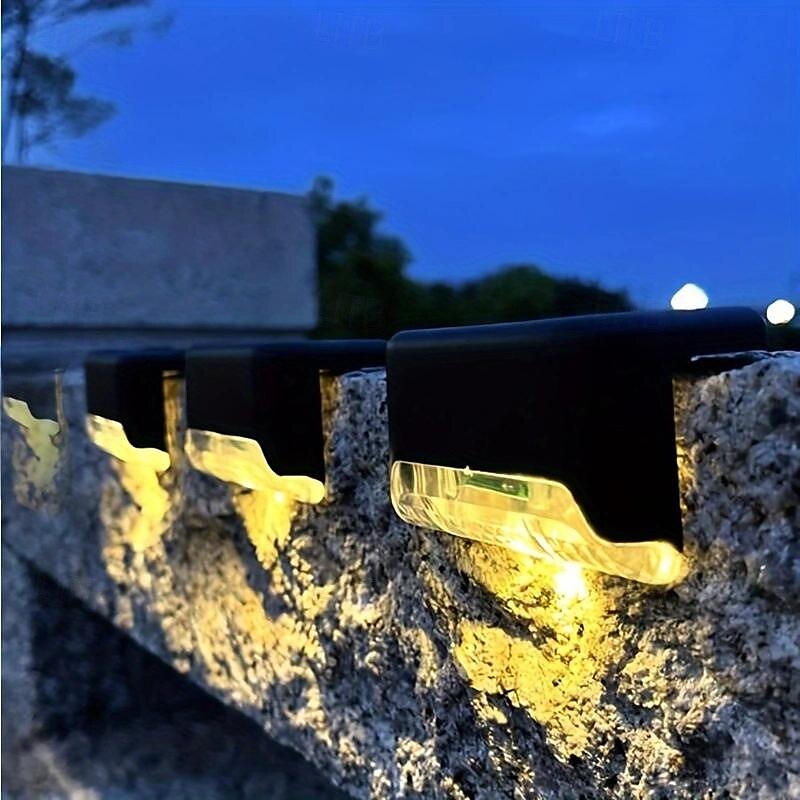 6 st led utomhus vattentät solcellslampor vägglampa uteplatsbelysning staket trappa steg däck innergård trädgårdsbelysning varmt ljus vitt ljus färg ljus 2025 - $14.99 –P1