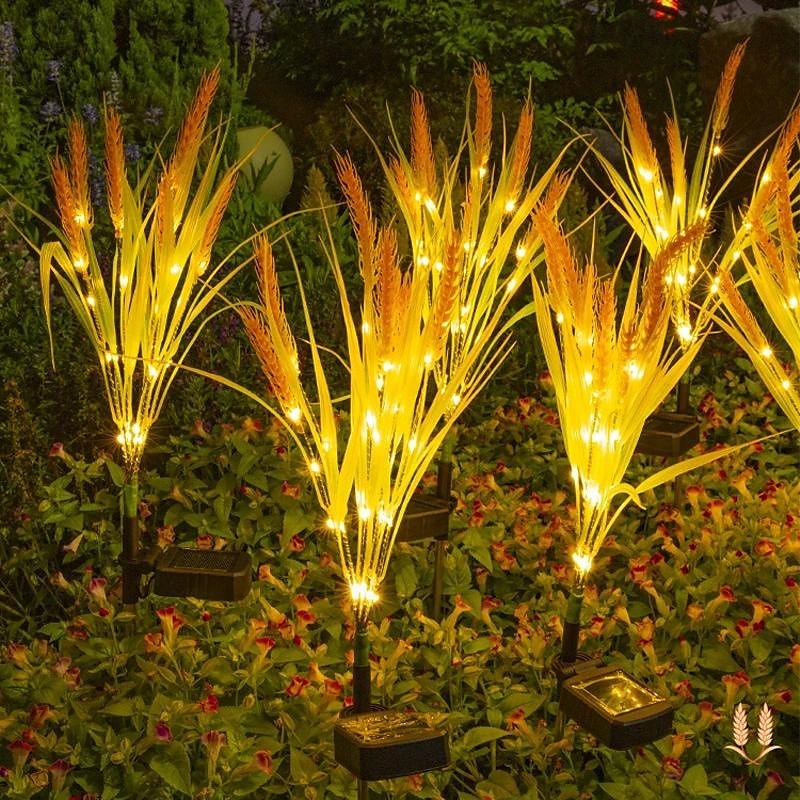2 stk LED-solar utendørs lys, hvete øre simulering design, jord plug-in lamper for uteplass, gårdsplass, hage, plen, sti, bryllup, fest og festival landskap dekorasjon 2025 - $32.99 –P3