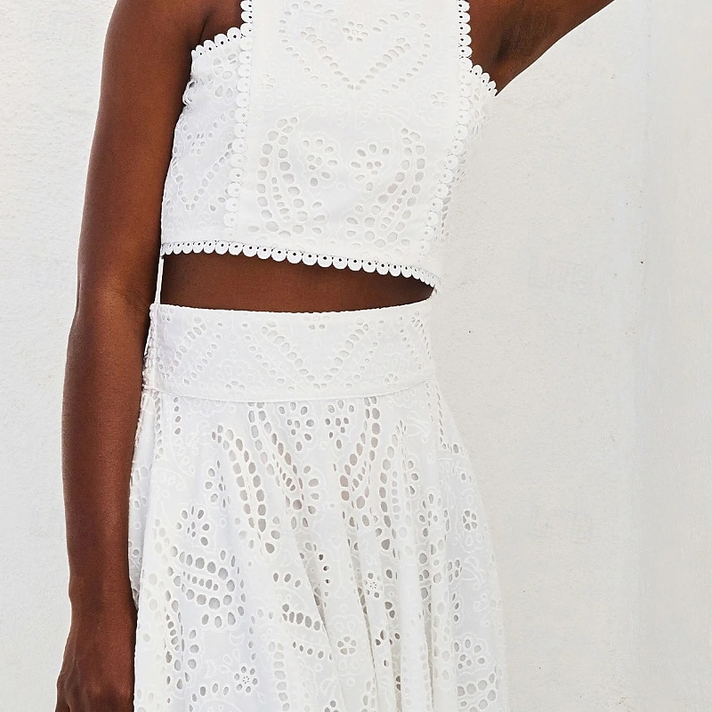 Damen kleid lang Zweiteiliges Kleid Elegant Modisch Urlaub Verabredung Ausgehen Regular Fit Glatt Ärmellos Rundhalsausschnitt Schwarz Weiß Gelb Rosa Sommer 2025 - $41.99 –P10