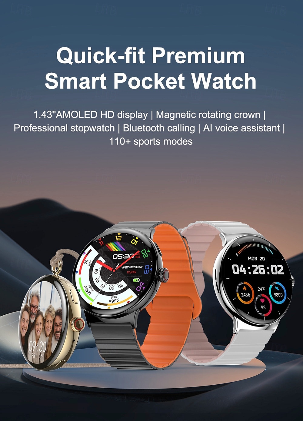 696 LA99 Smartwatch 1.43 Zoll Smartwatch Fitnessuhr Bluetooth EKG + PPG Schrittzähler Anruferinnerung Kompatibel mit Android iOS Damen Herren Freisprechanrufe Nachrichtenerinnerung IP 67 46mm 2025 - $61.99 –P1