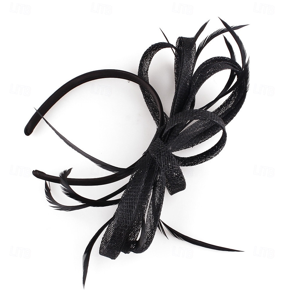 Kopfschmuck Faux Leinen Hochzeits Pferderennen Cocktail Elegant Süß Mit Feder Kopfschmuck Kopfbedeckung 2025 - $31.99 –P2