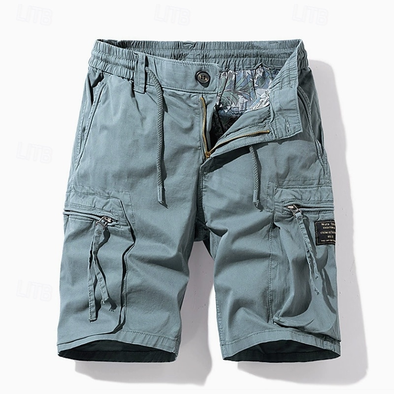 Homens Bermuda Cargo Calção Shorts de verão Com Cordão Cintura elástica Bolso Com Zíper Tecido Conforto Vestível Comprimento do joelho Ao ar livre Esporte Diário Moda Casual Preto Azul Royal de 2025 por $36.99 –P2