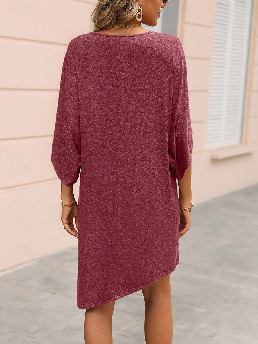 Kvinners Mini Kjole T Skjorte Kjole Tee Kjole Daglig Utendørs Helligdag Vanlig Passform Enfarget Halv Erme Crew Hals Svart Vinfarge Grå Sommer 2025 - $21.99 –P4
