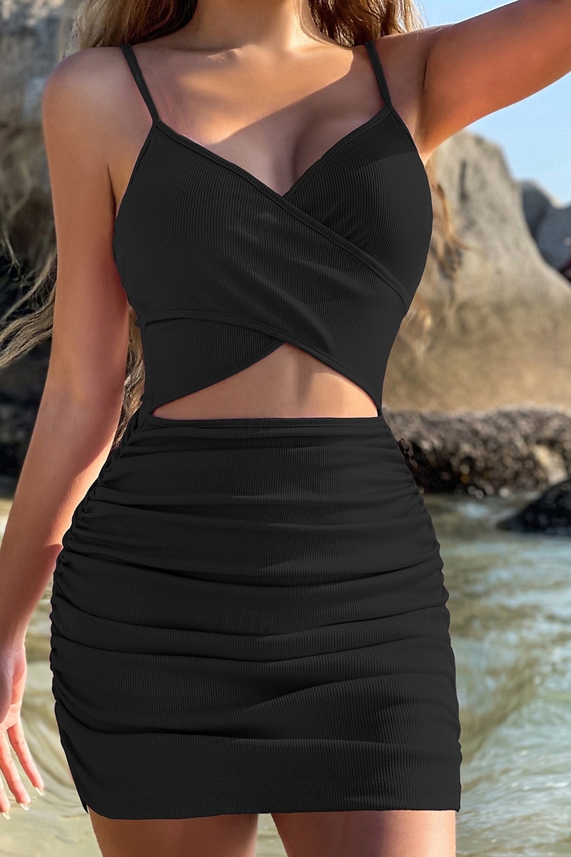 Per donna Mini Abito Abito Bianco Abito da laurea Abito Sottoveste Moda All'aperto Compleanno Laurea Vestibilità regolare Semplice Senza Maniche Spalline sottili Nero Bianco Rosa Blu Reale Estate del 2025 a $29.99 –P15
