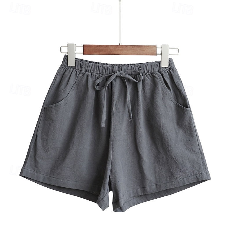 Femmes Short en coton et lin Shorts Slacks Streetwear Occasionnel Court Naturel Uni Avec Poches Conception à cordon élastique Confortable Vacances Rue Carmin Vert forêt Bleu ciel clair Gris Été Coupe de 2025 ? $11.99 –P7